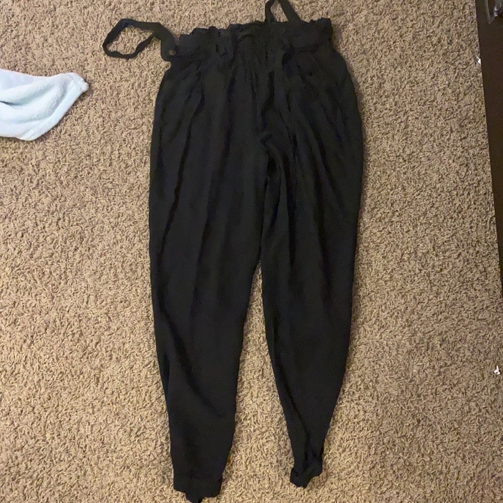 Black formal waist tie pants